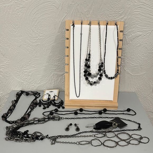 Monet Jewelry - Elegant Black Silver gunmetal Jewelry Lot